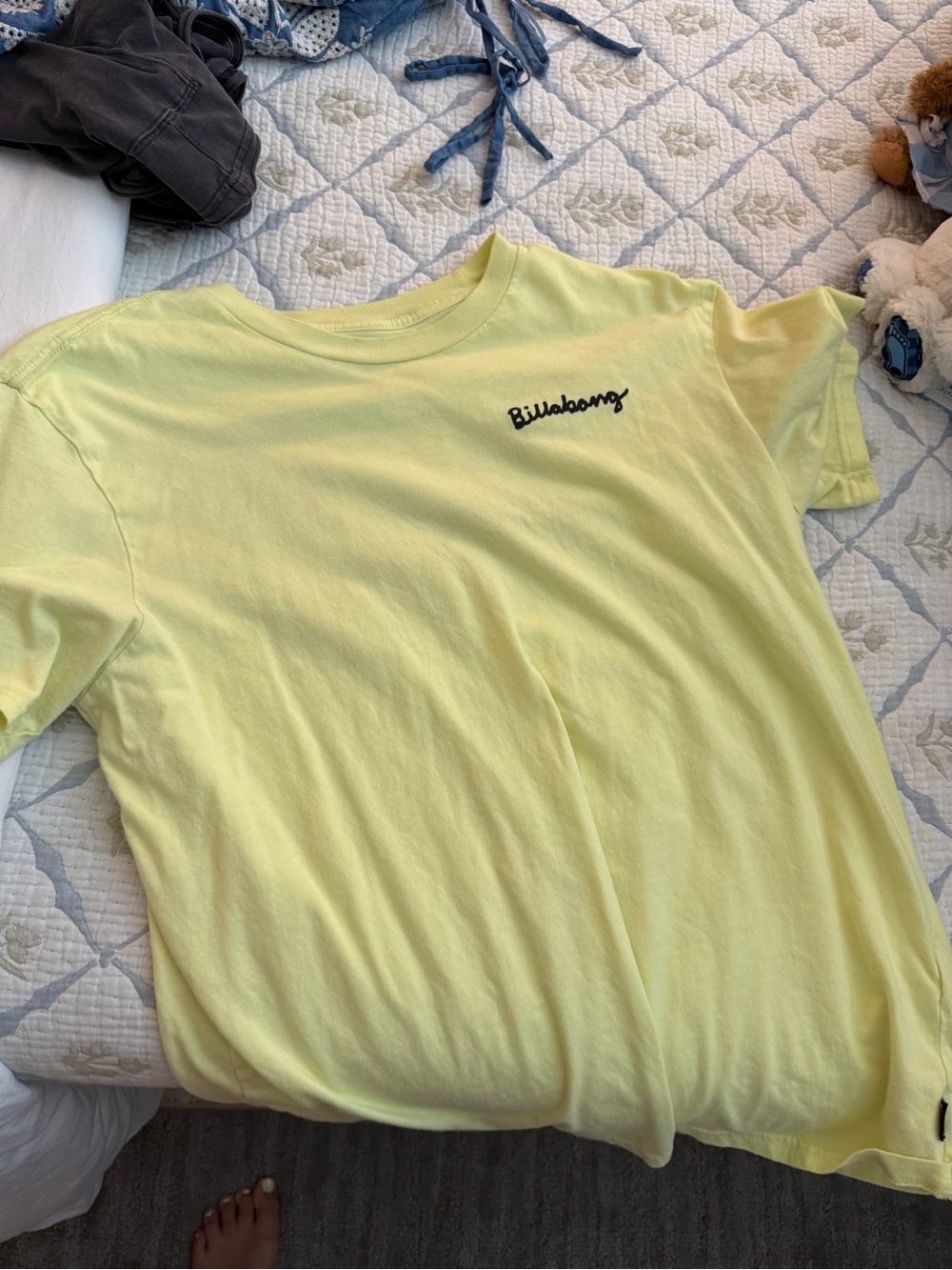 Billabong Kids Yellow Crewneck TโShirt with Script Logo